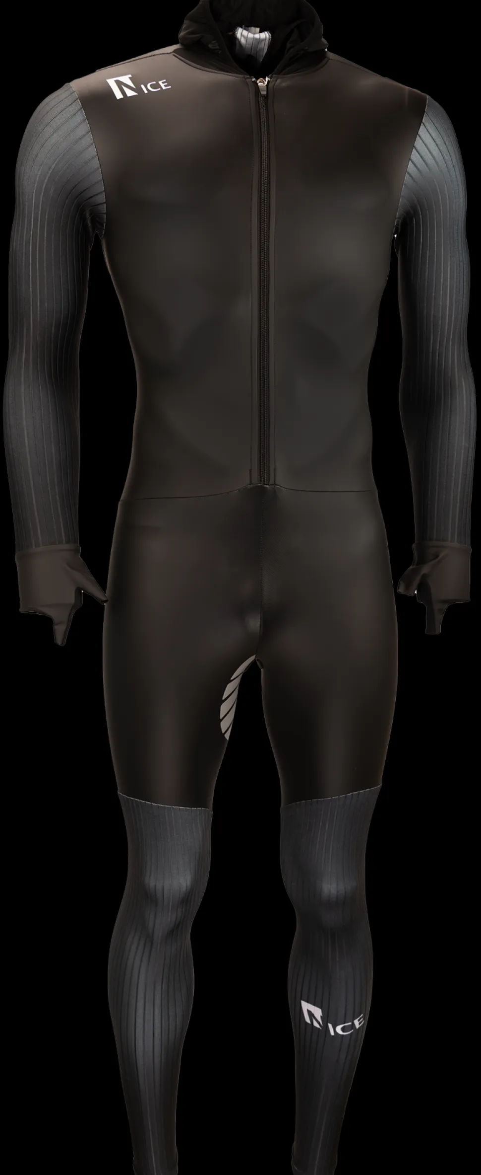 Nice rubber schaatspak power x zwart/zwart