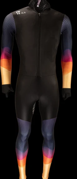Nice rubber schaatspak power x zwart/geel/paars