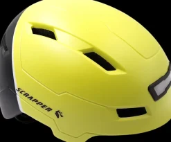 Scrapper fietshelm geel met LED licht