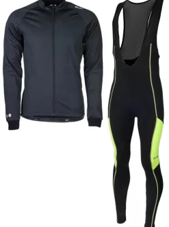 Skylar softshell winterjack + manzano salopet SET zwart/geel