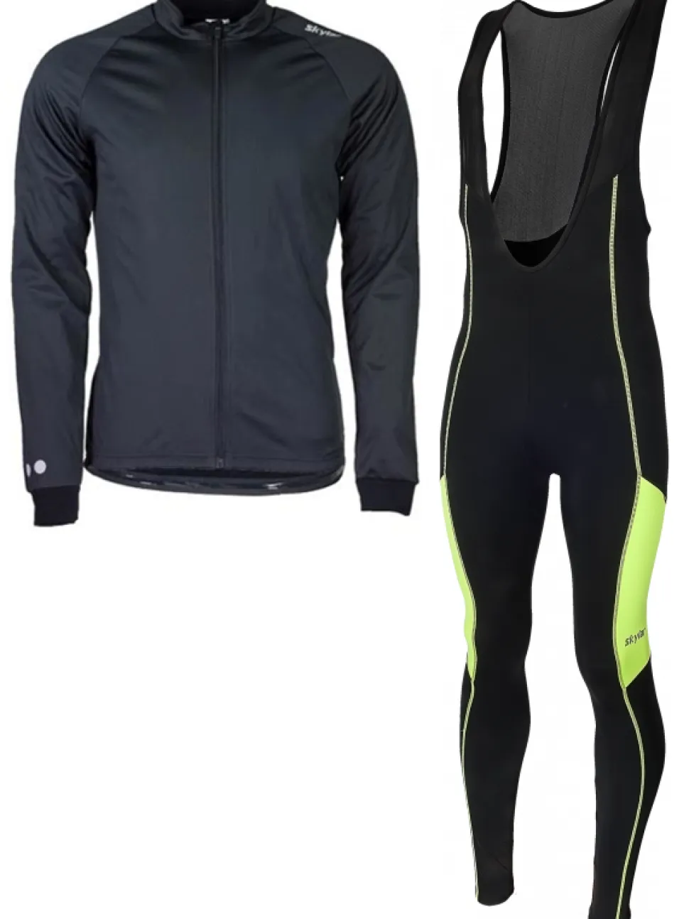 Skylar softshell winterjack + manzano salopet SET zwart/geel